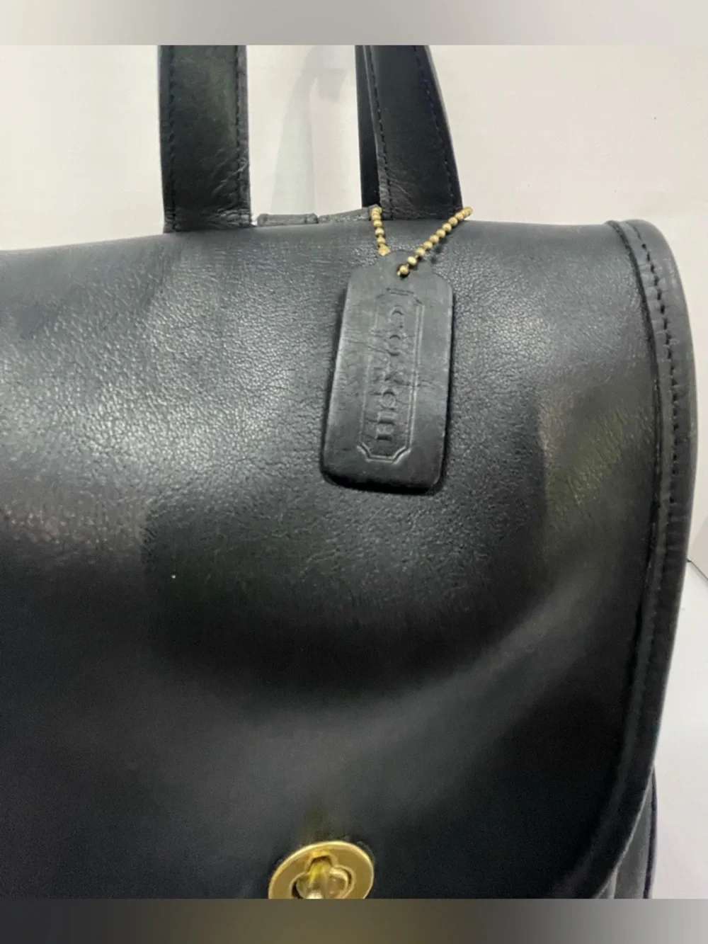 Vintage Coach Daypack #9791 Black Leather Backpack Made in USA Classic Turnlock - Picture 4 of 15